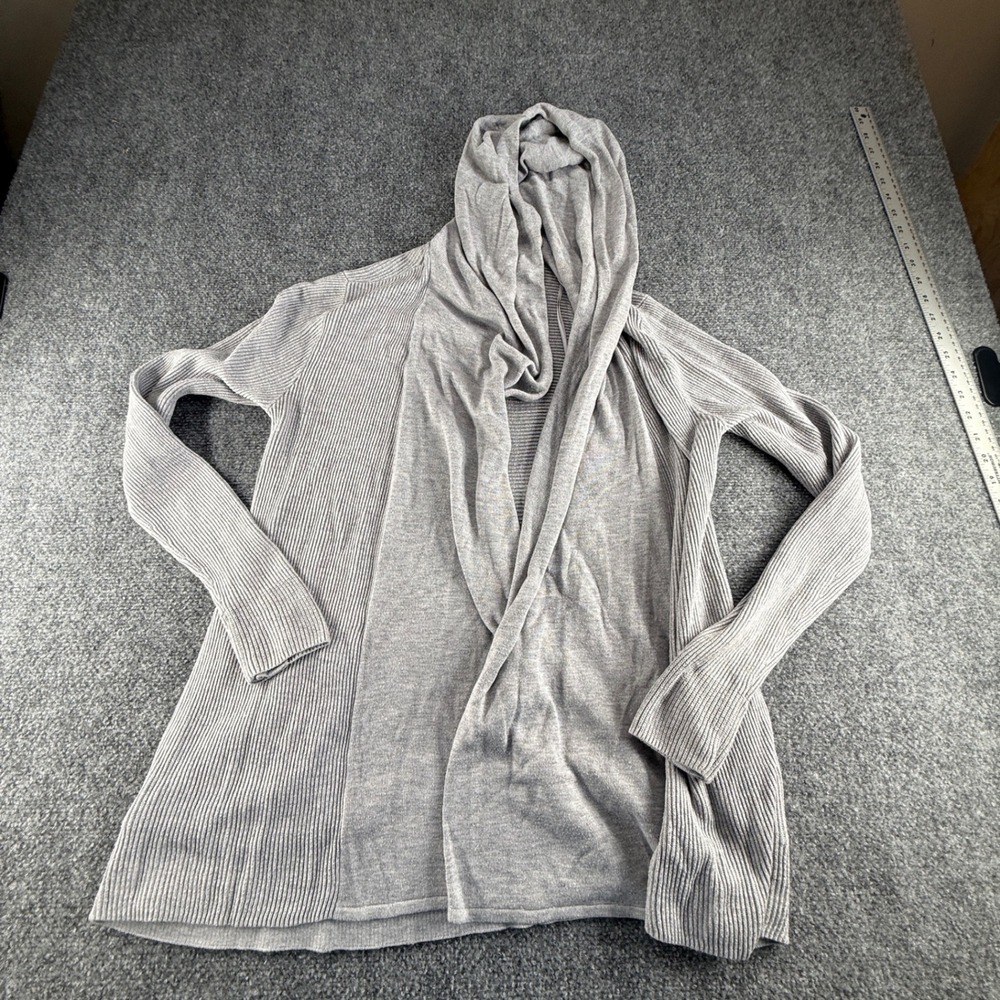 Lululemon Grey Cashmere Blend Hooded Open Front Cardigan Sweater Size 8